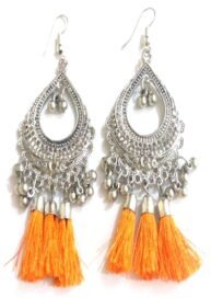 Tassel Long Earrings in Orange