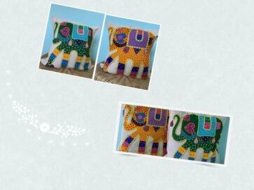 Elephant Patchwork Cream Cushion Cover