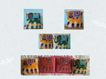 Elephant Patchwork Cream Cushion Covers