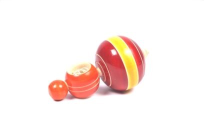Channapatna Spinning Top With Rope in Red